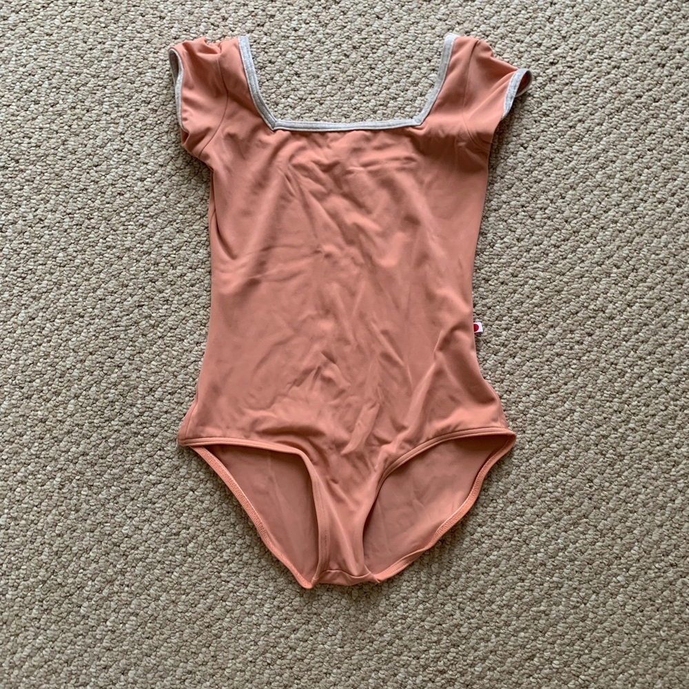 Yumiko Coral Pink Cap Sleeve Leotard